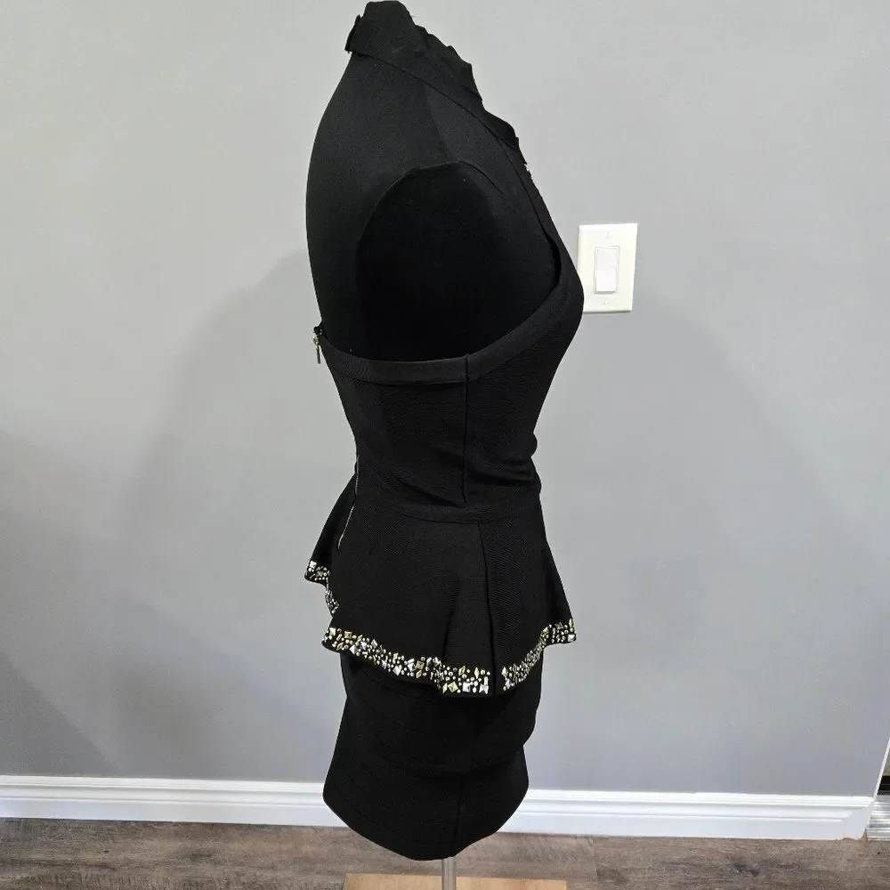 🐢 BEBE Halter Midi Dress With Metal Studs. Size M Like New.